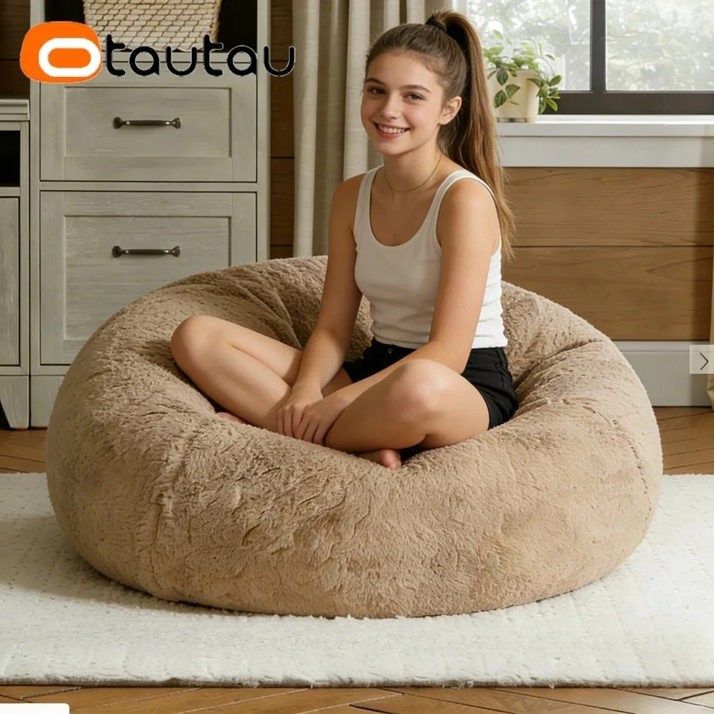 OTAUTAU Soft Bean Bag Cover Pouf Sitzsackbezug Winter Weihnachten DD007【Kein Füllstoff enthalten! Füllstoff muss selbst erworben werden!】