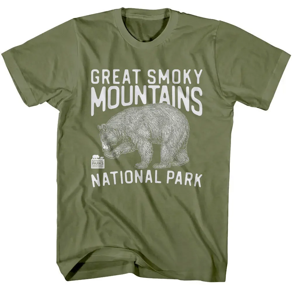 Great Smoky Mountains Bear Men's Green T Shirt