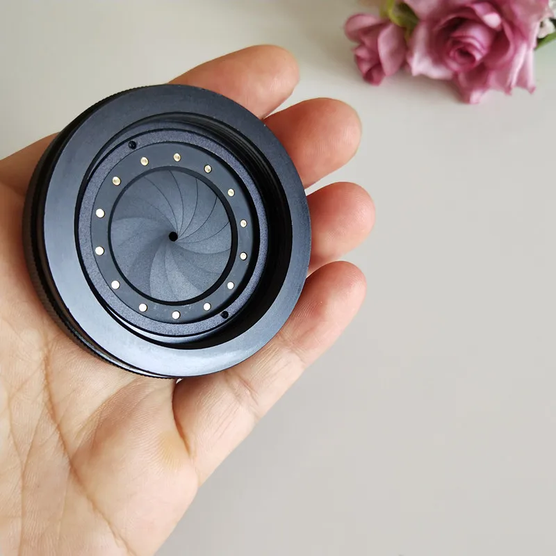 Modulo di apertura regolabile Anello adattatore per obiettivo fotocamera M42 Aspirazione della luce Cambia apertura Iris Dispositivo per la visione notturna Profondità del campo