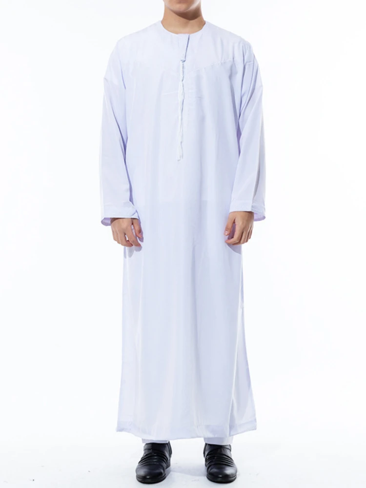 Hombres musulmanes Jubba Thobe ropa islámica Ramadán hombres caftán marroquí bata saudita Musulman Abaya caftán Jubah Dubai vestidos árabes