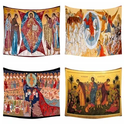 Roman Church Icon Transfiguration Of Jesus Last Judgement Divine Kingdomtide Gods Orthodox Christianity Tapestry