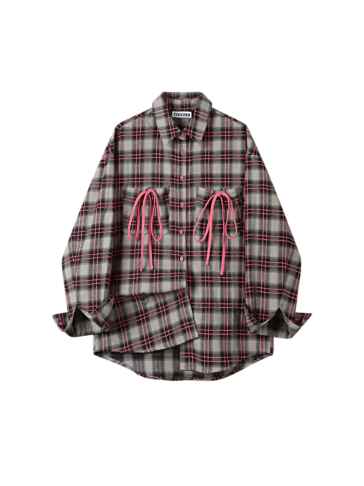 

Women Patchwork Plaid Shirts and Blouses Y2k Vintage Korean Harajuku Fashion 90s Elegant Long Sleeve Polo-Neck Shirt Top Clothes