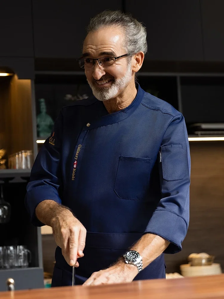 レストランの料理ユニフォーム、ホテルのキッチンシェフのジャケット、フードサービスの料理服、ベーカリーシャツ、通気性のあるウェイターの作業服