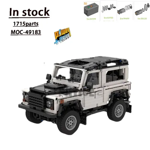 MOC-49183 전기 원격 제어 흰색 새로운 Supercar 조립 접합 빌딩 블록 모델 1715 부품 어린이 생일 장난감 선물