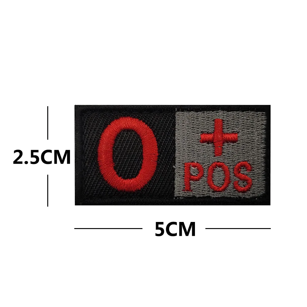 Blood Type Patches Military Tactical Chevron  Stripes A B AB O Positive Negative Morale Badges Hook BACK Patches