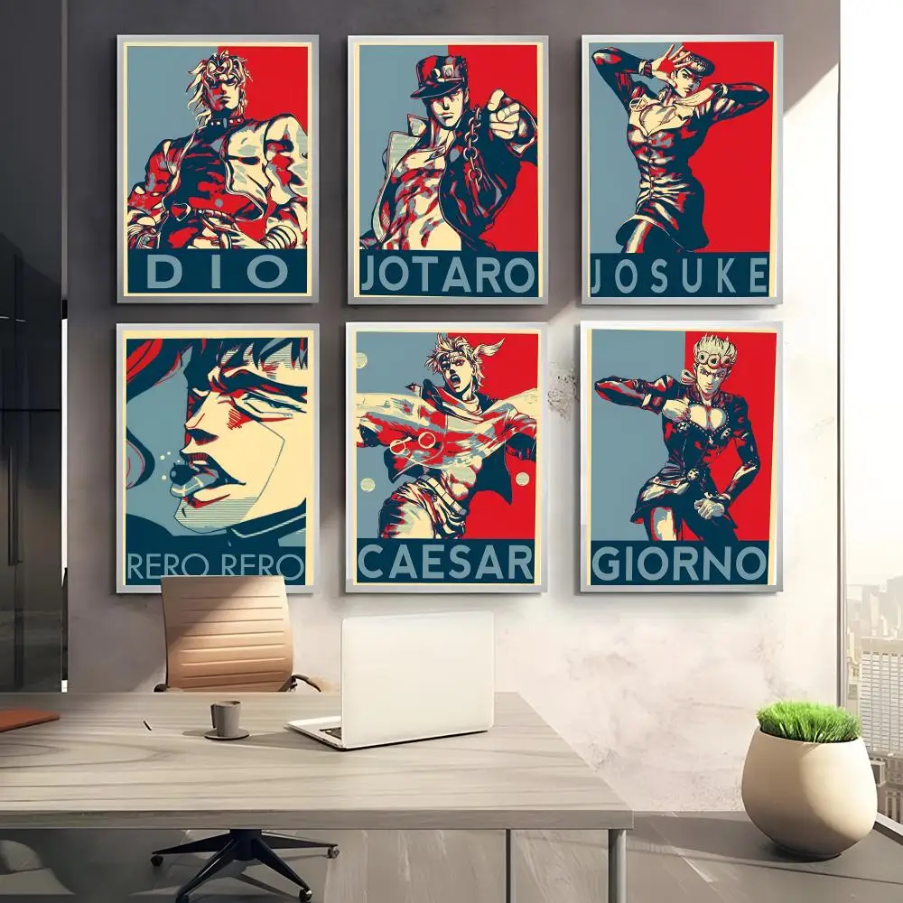 J-JoJo Bizarre Adventure Poster Stickers Mural Painting Self-Adhesive Wall Decals for Bedroom Living Room Home HD Decor Gift