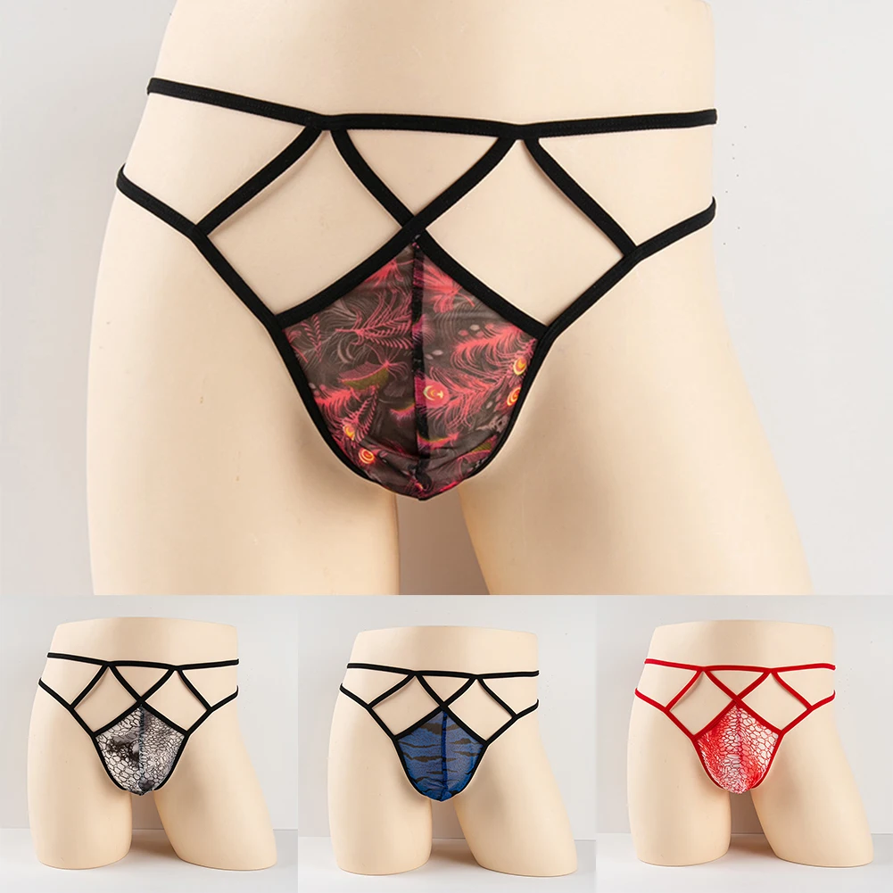 

Men Sexy Bulge Pouch Panties Sexy Tоy Mens T-Back Erotic Hombre Thongs Brazilian Underwear Bandage Soft Low Rise G-String Thongs