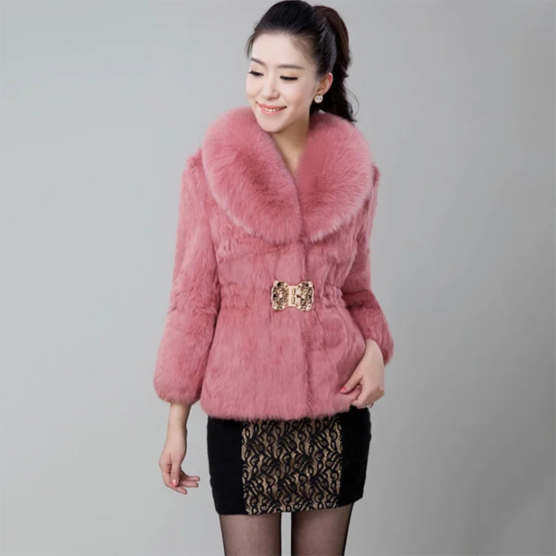 Slim Korean Version Of the New Winter Women's Imitation Rex Rabbit Fur Fashion Fur Coat Female Short Mao Mao Collar Loose Coat