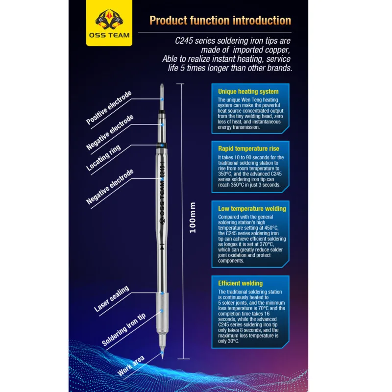 OSS Tips Universal C245 Soldering Iron Tip Compatible SUGUN Maant GVM OSS Soldering Station Handle K SK I IS T245