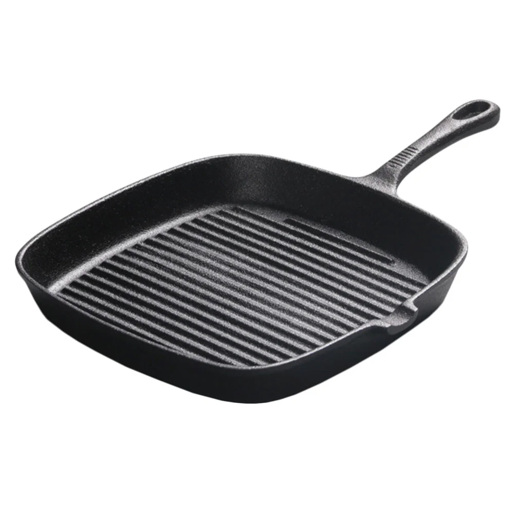 Pans Steak Skillet Square Iron Non-stick Stripe Frying Steak-Frying Cast Uncoated