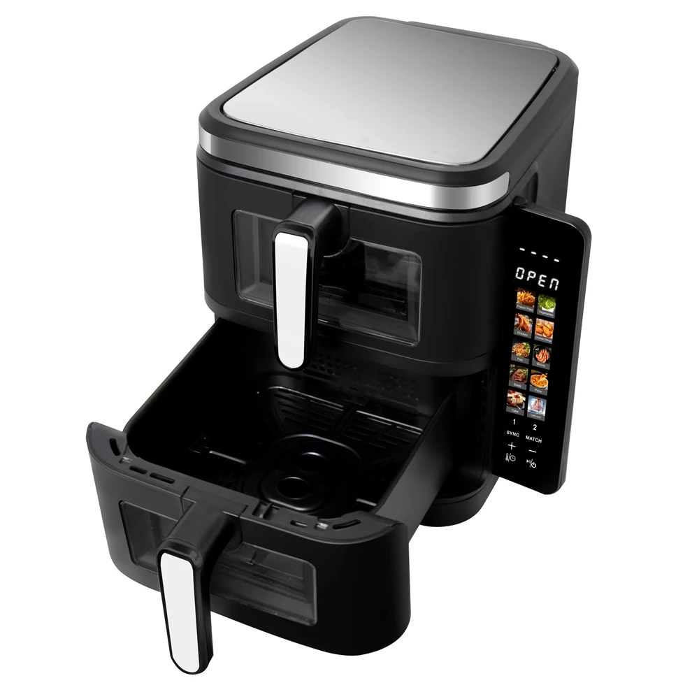 11L Double Basket New Air Fryer 5.5L+1L Stack With Folding Touch Screen Big Colorful Menu