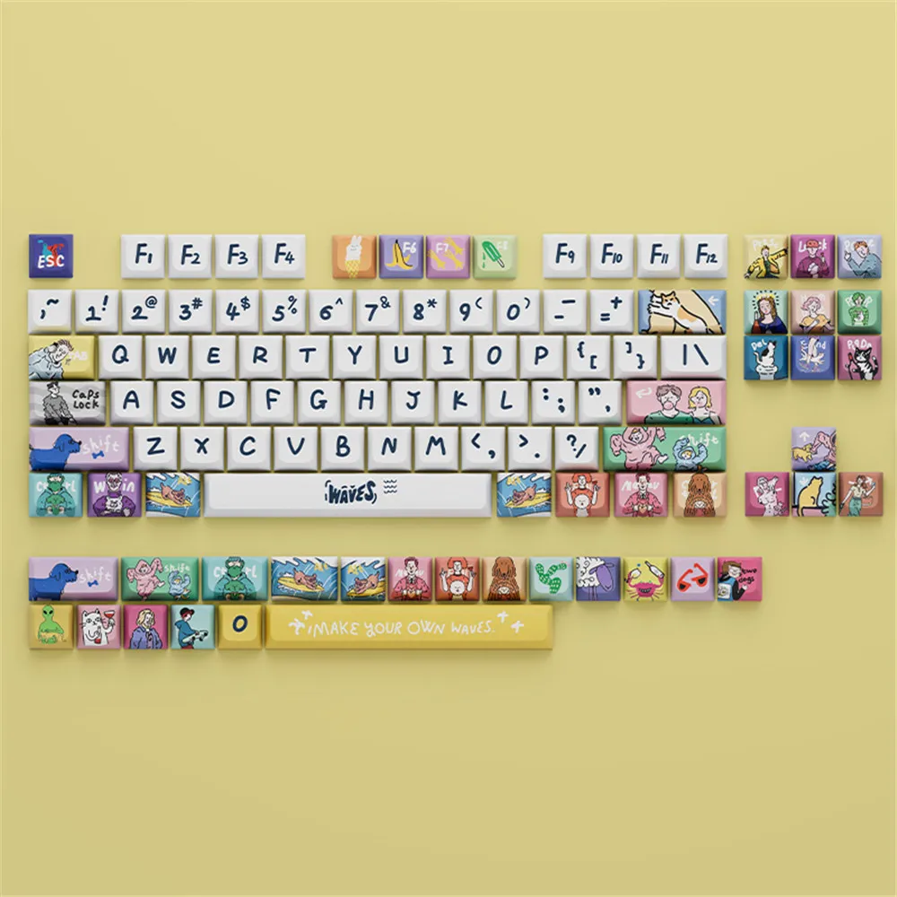 USLION 123 Keys XDA Profile Keycaps Spoondrift Theme PBT Dye-Sublimation Custom Key Caps for Mechanical Gaming Keyboard DIY Kit