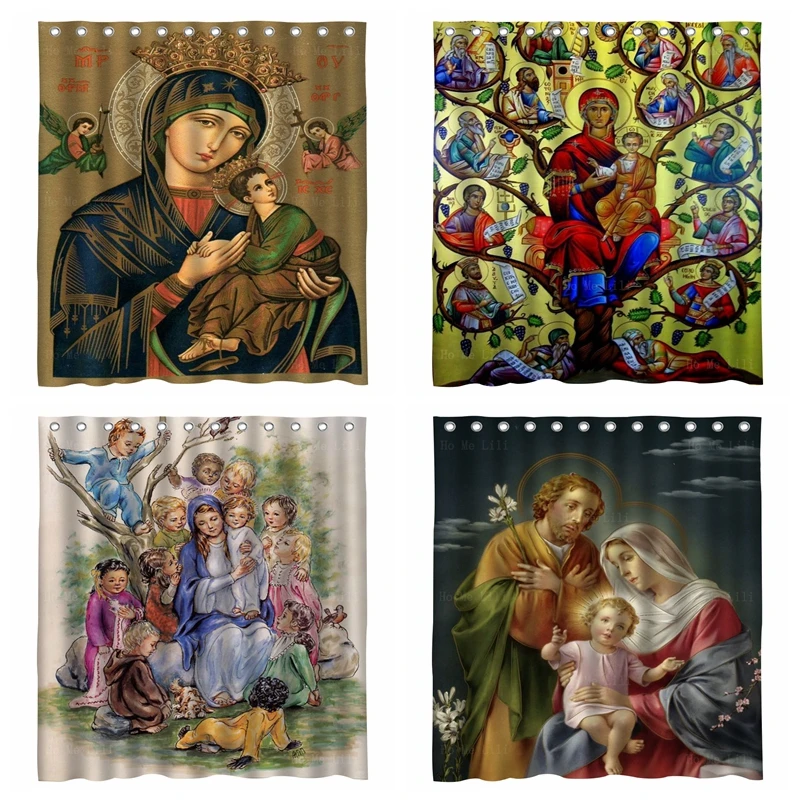 Our Lady Of Perpetual Help The Fast Of Prophets Jesus And Mary With Children Holy Family Shower Curtain By Ho Me Lili Decor