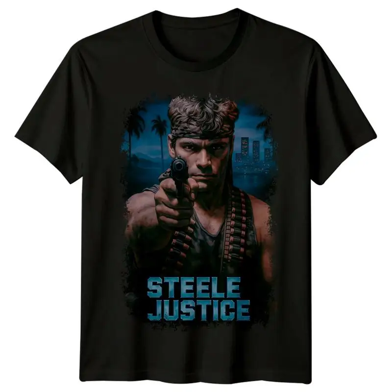 T-shirt inspiré de l'affiche du film Steele Justice 1987, rétro des années 80