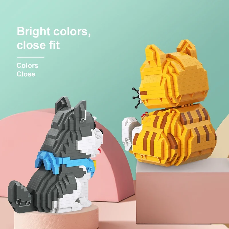 Cute Pet Building Blocks Shiba Inu Corgi Husky Blue Cat Mini Bricks Kit Desktop Decoration Children\'s Christmas DIY Toys Gifts