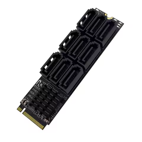 NEW M.2 NVME PCIE M-KEY to 9Port SATA3.0 Adapter Card Riser SATA III 6Gbps Chassis Server PC Computer Expansion Card for Desktop