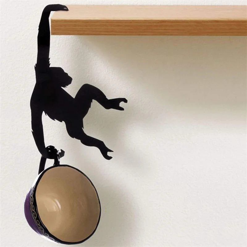 Kuchenne ścienne haczyki na drzwi Wieszak na klucze W kształcie małpy Banana Balance Hook Decor Under Cabinet Suspending Organizer Hooks