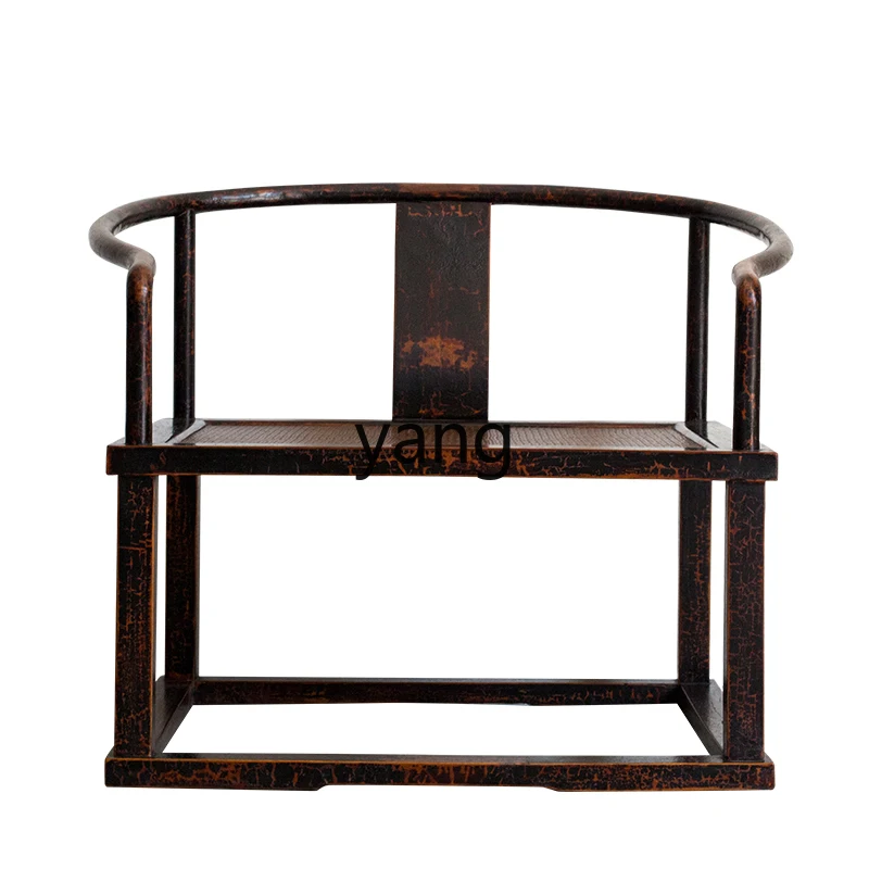 

Lh new Chinese zen chair big circle solid wood meditation old elm tea chair