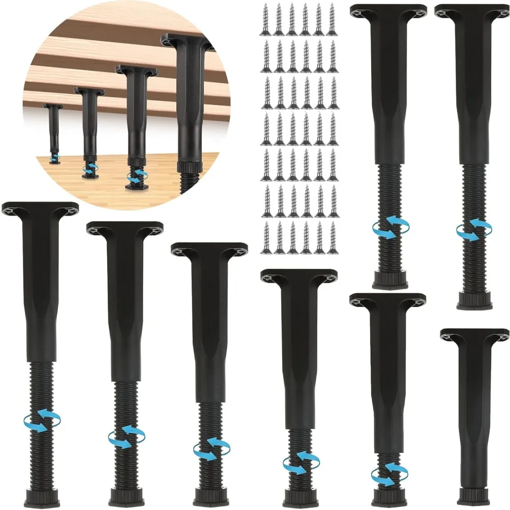 

8PCS Bed Support Legs, 8.3-14.8 Inch Adjustable Bed Frame Support Legs, Bed Legs Replacement for King Queen, Heavy Duty Bed Fram