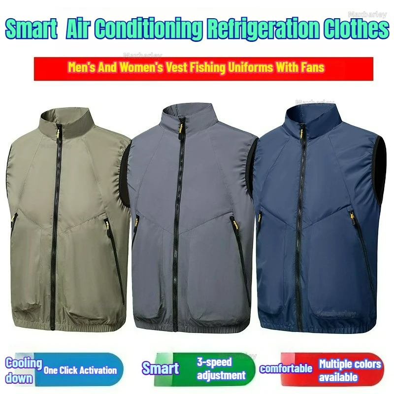 

Men Fan Cooling Vest Summer Ice Cool Sleeveless Jacket Smart Air Conditioning Refrigeration Clothes Fishing Heat Dissipation Top