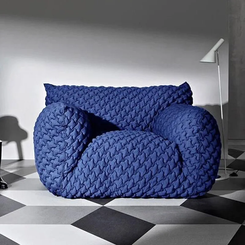 

Fabric sofa casual ins living room bedroom lazy blue fat sofa light luxury lazy single sofa