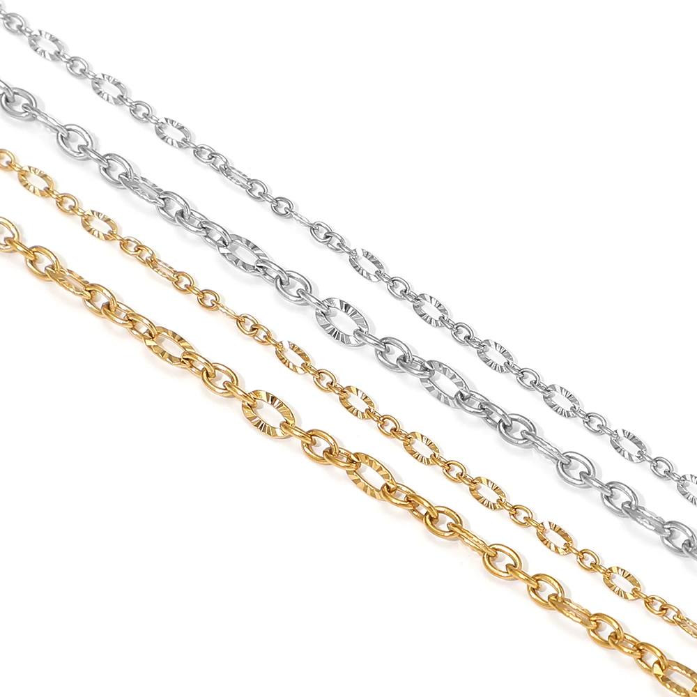 2 Meter Edelstahl-Sonnenblumen-Ovalkette für DIY-Handwerk, Schmuckzubehör, Halsketten, Armbänder, Ohrringe – Detail 3