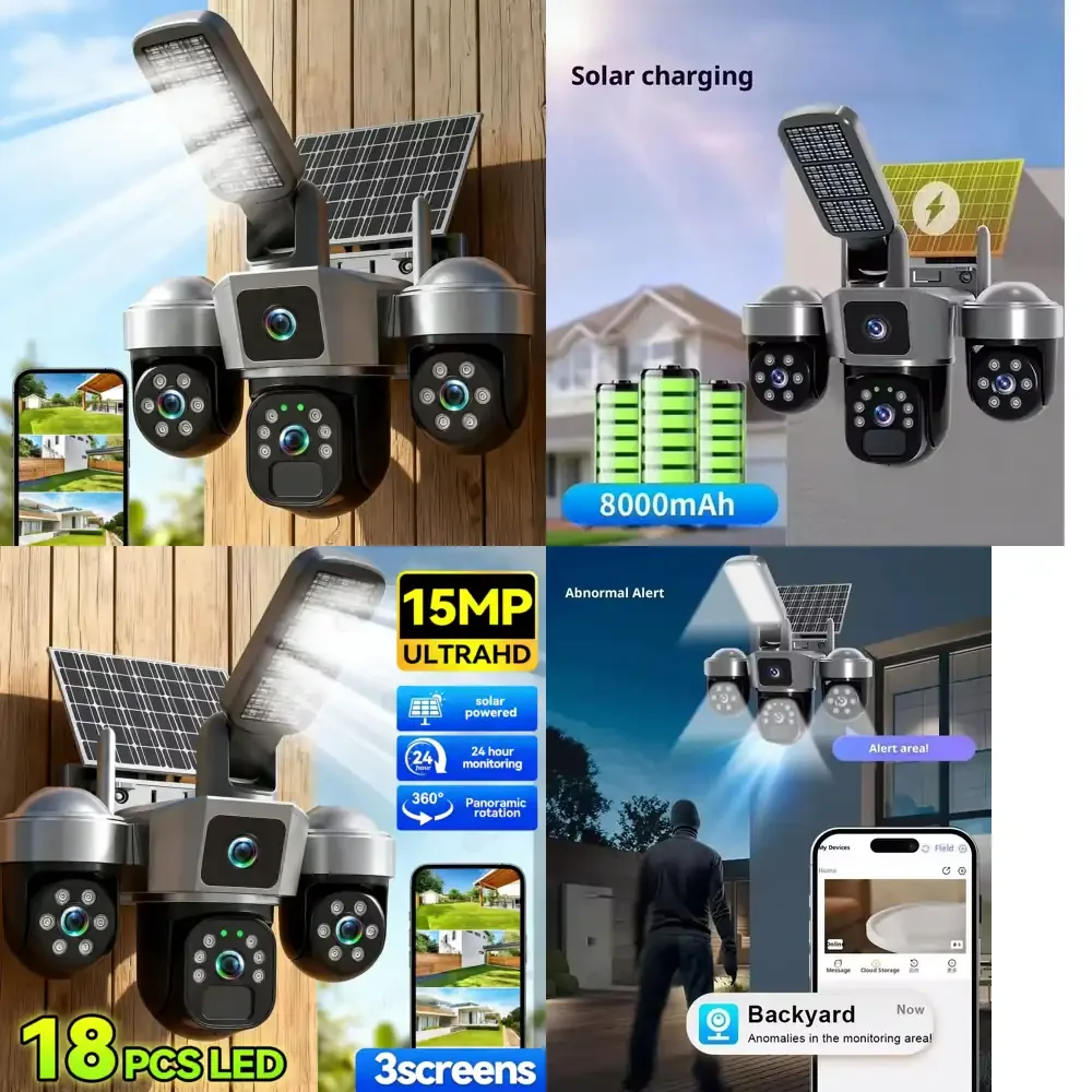 

Солнечная WiFi-камера видеонаблюдения 2-в-1 с LED-подсветкой для улицы и дома, обзор 360 градусов, отслеживание движения человека