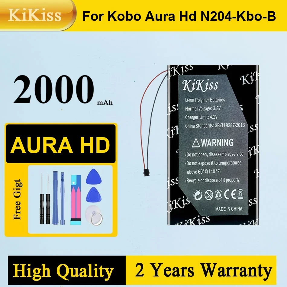

1400mAh/2000mAh KiKiss Powerful Battery for Kobo Aura HD N204-KBO-B n905B GPS mp3 mp4 speake E-Book cell phone Smart watch