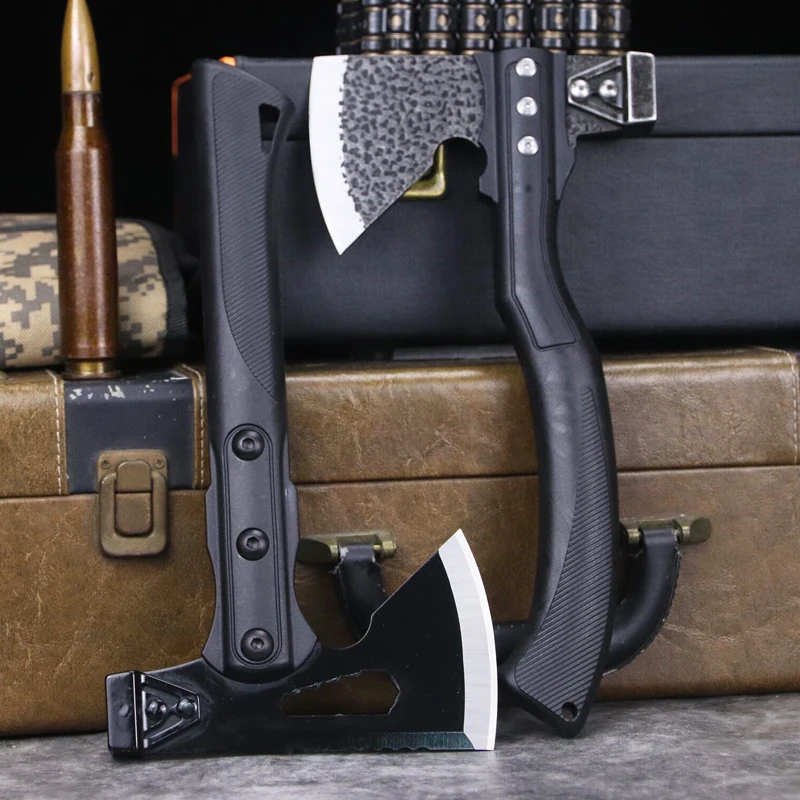 Đen Cắm Trại Chiến Thuật Axe ABS Tay Cầm Đa Năng Ngoài Trời Khai Thác Gỗ Axe Họ, Nhóm Ngoài Trời Xe Axe + Nylon tay Áo