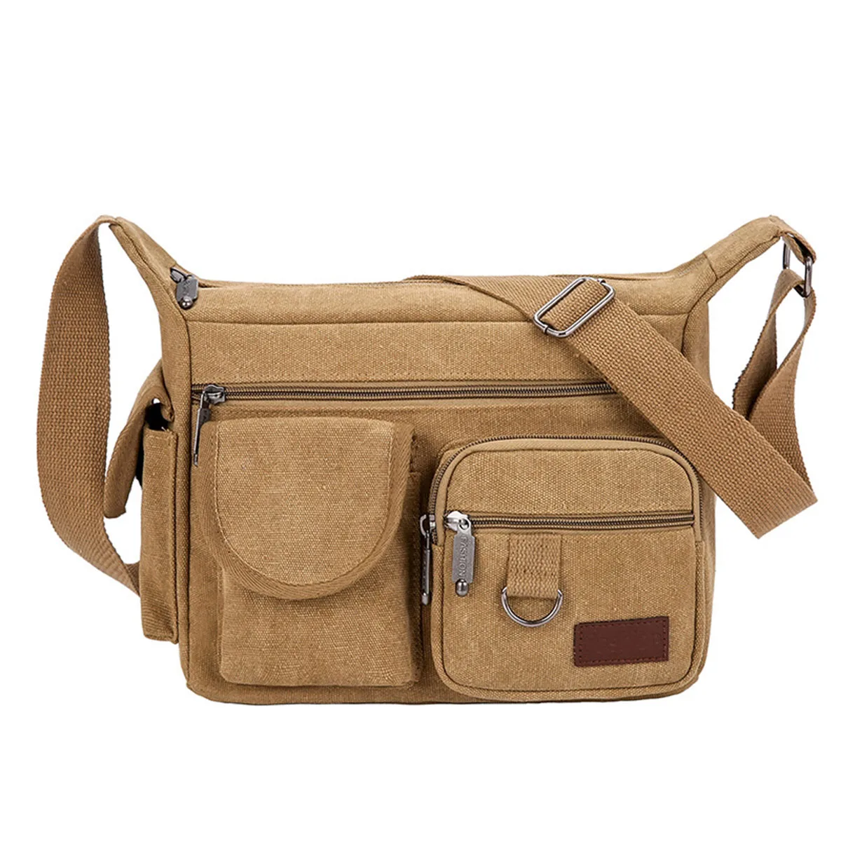 Men Canvas Crossbody Messenger Bag, Multi‑Pocket Large Capacity Shoulder Satchel, Adjustable Strap Bag for Daily Work Travel Use