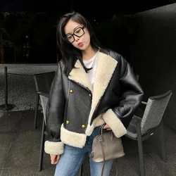 2024 New Style Genuine Sheepskin Leather Jackets Lady Wool Shearling Autumn Winter Vintage Coat Lamb Fur Merino Sheep