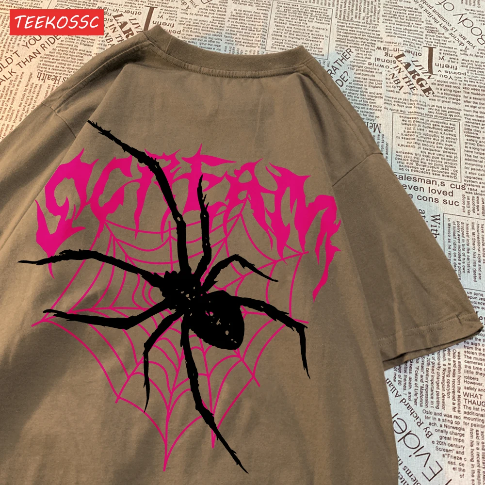 Casual Cotton Women\'S T-Shirts Scream Spiders Cobwebs Printing Tops Oversize O-Neck Soft Short Sleeve Fashion Female Clothes