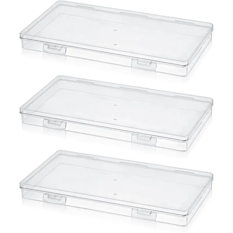 ABIT 6 عبوات من صندوق حاويات تخزين بلاستيكي صغير شفاف، علبة تنظيم فارغة مستطيلة صغيرة مع غطاء مفصلي لجمع الخرزة #2