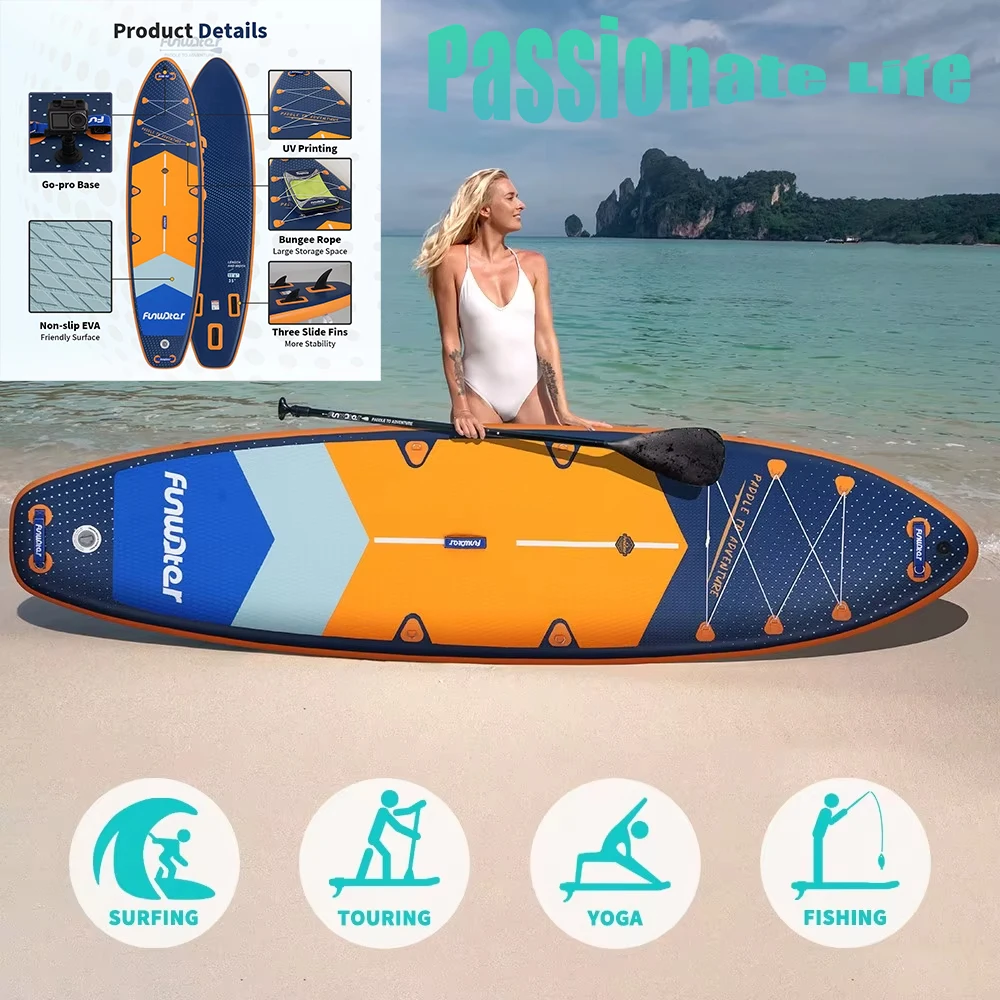 Funwater SUPFW43B Ultraleichtes Aufblasbares Paddleboard 350*90*15 Unterhaltung Yoga Angeln Erwachsenen-Surfen Rutschfestes Paddleboard – Detail 3