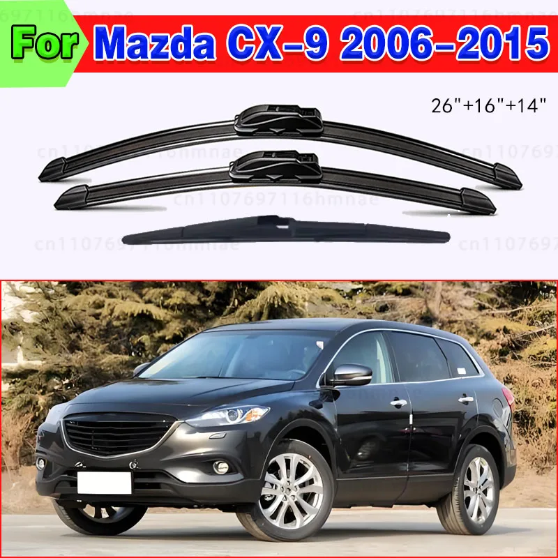 Wiper Car Front Rear Blades For Mazda CX-9 CX9 MK1 2006-2015 Soft Rubber Windscreen Wipers Auto Windshield 26