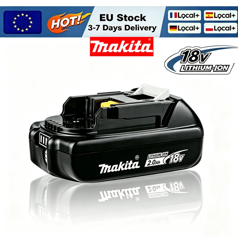 Batteria agli ioni di litio originale Makita BL1820B-1 18V 2.0Ah, 1 batteria di ricambio per utensili elettrici a batteria Makita BL1830 BL1830B BL1840 BL1840B BL1850 BL1850B, disponibile in Polonia