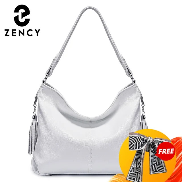 Zency 2026 Nowa Modna Miękka Torebka Damska z Prawdziwej Skóry z Frędzlami Elegancka Torebka typu Hobo na Ramię Listonoszka Torba na Ramię
