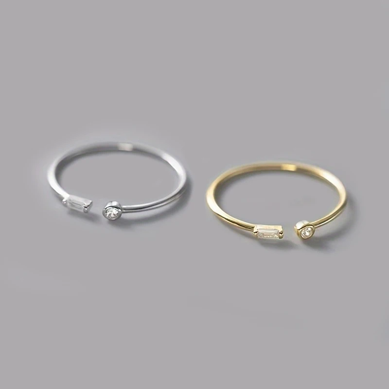 Huitan Einfacher Dünner Offener Verstellbarer Ring mit Glänzendem Kubischem Zirkonia, Minimalistisch, Vielseitig, für Party und Alltag, Stapelbar, Eleganter Schmuck