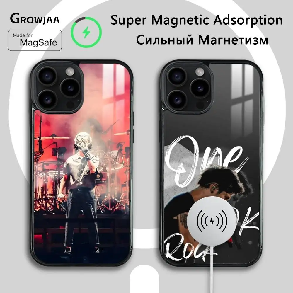 O-ONE OK ROCK جراب هاتف آيفون 16 15 14 13 12 11 برو ماكس بلس شحن لاسلكي صغير غلاف صلب مغناطيسي #1