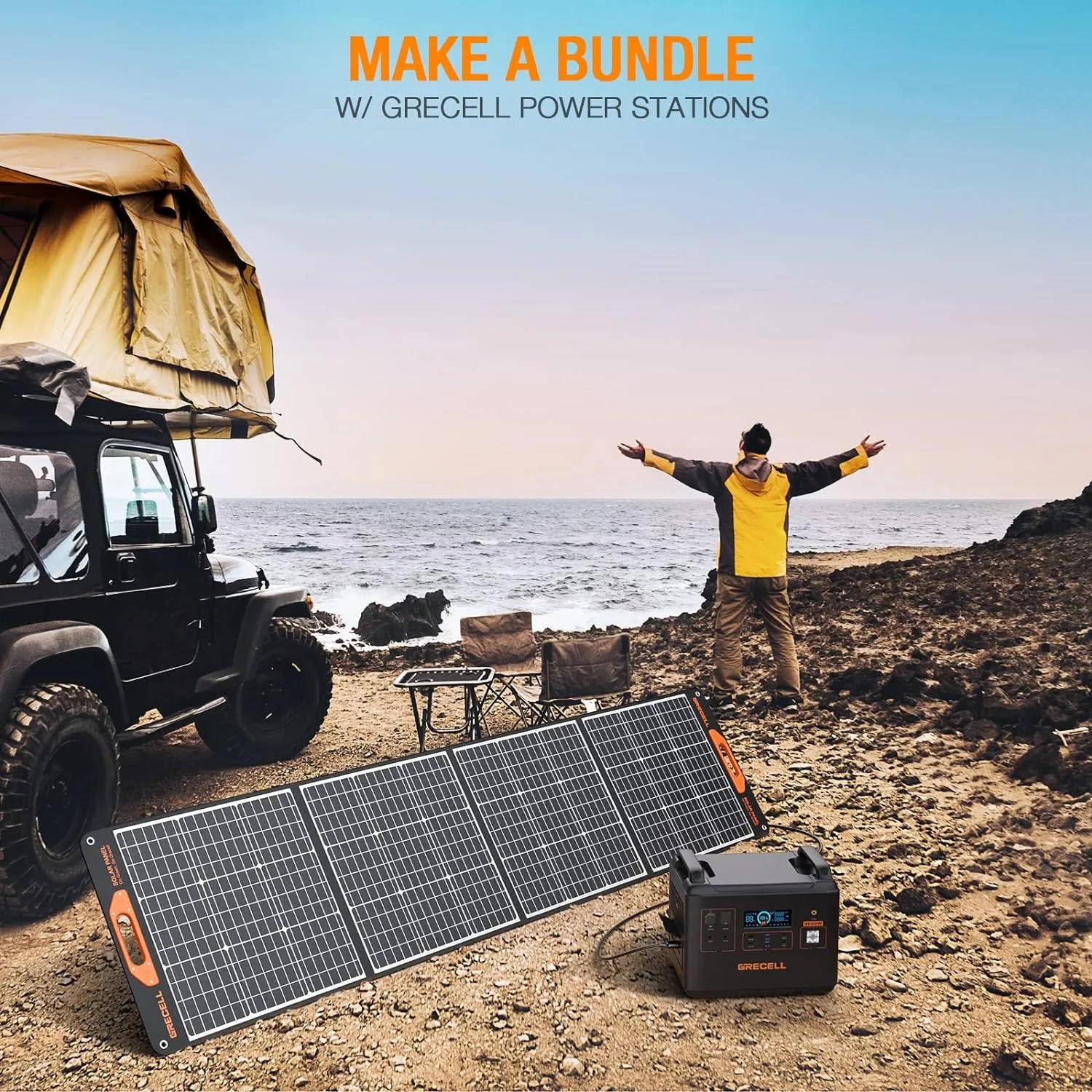 200W Portable Solar Panel, 12V/24V Flexible Foldable Solar Panel Kit Lightweight High-Efficiency Solar Charger Power Backup