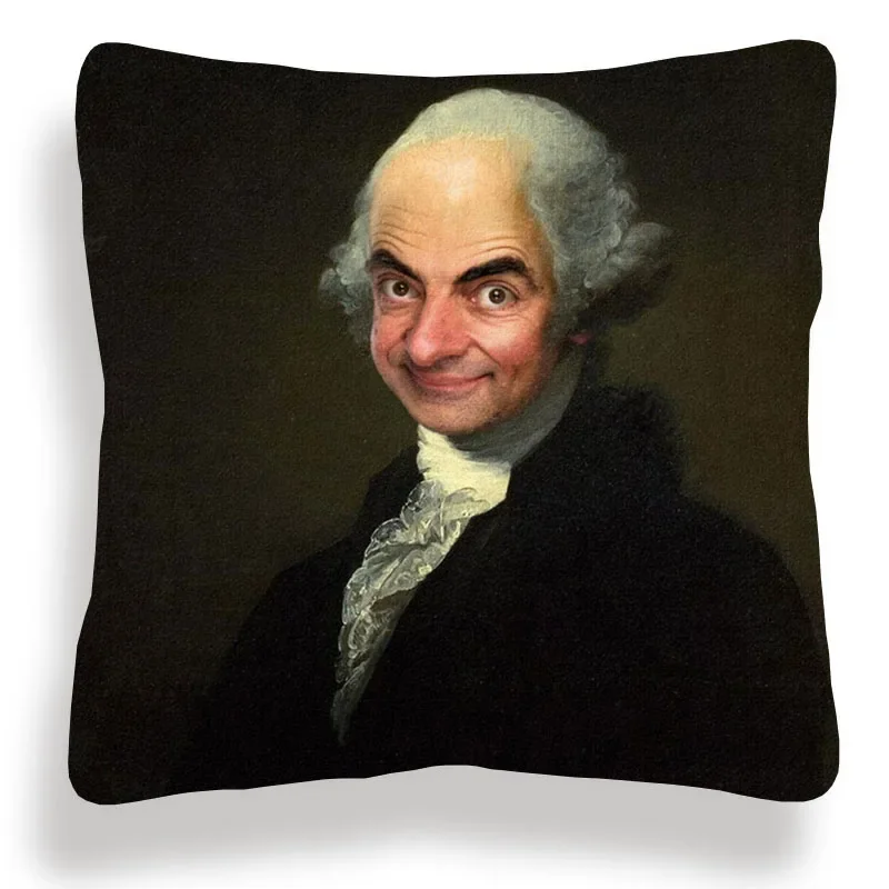 Modern Art Funny Humourous Mr Bean Cushion Covers Mona Lisa Special Decorative Pillows For Sofa 45X45cm