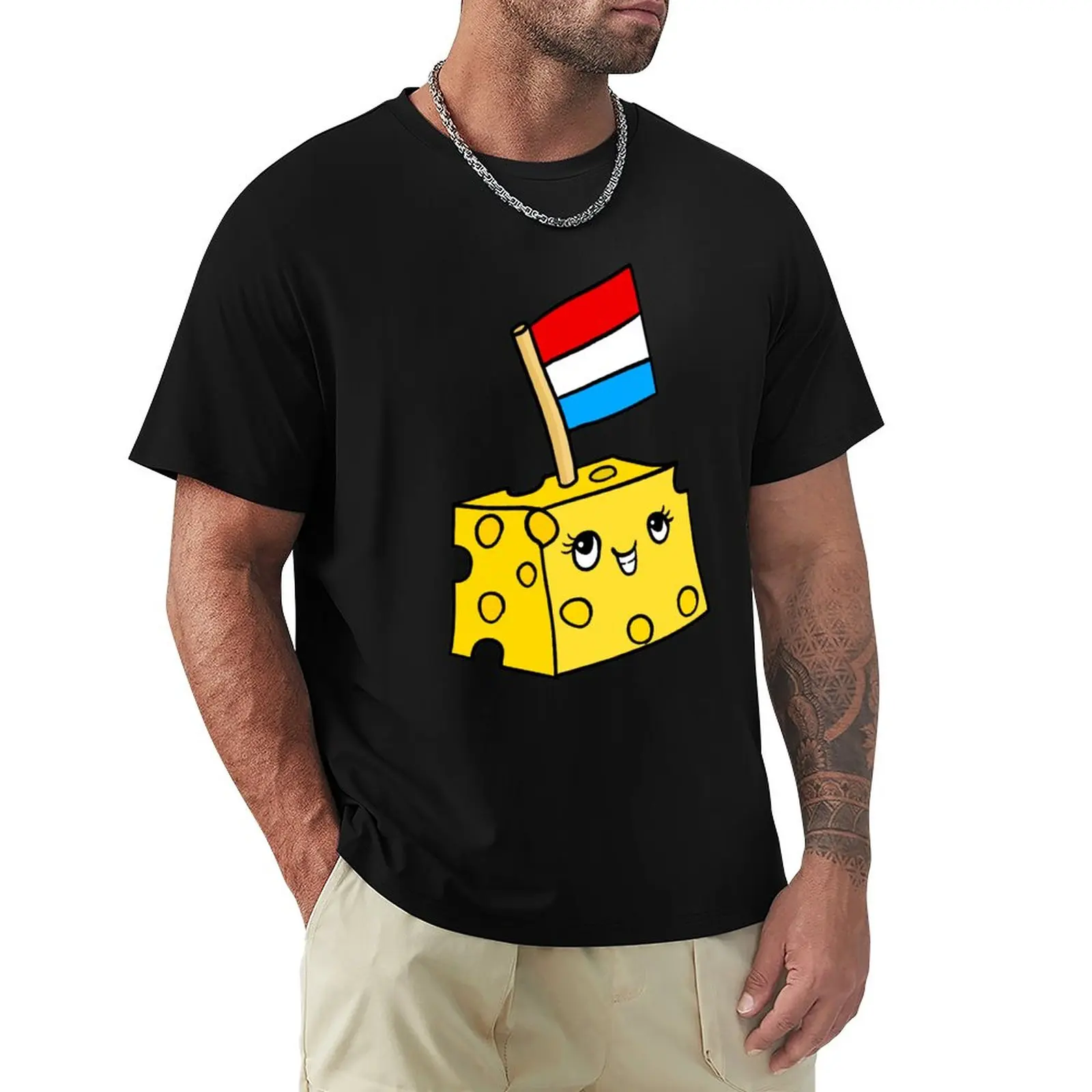 cute dutch cheese, kaas. Netherlands. kawaii T-Shirt anime plain t-shirt black t shirts for men