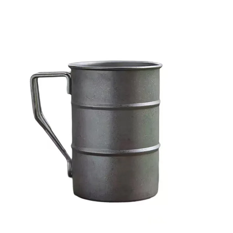 

Чашка для воды со складной ручкой для пикника на открытом воздухе, винтажные, здоровые и прочные кофейные чашки из нержавеющей стали 304.