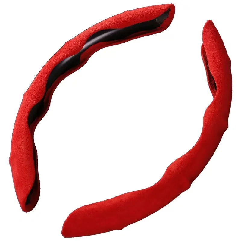 Suede Leather Steering Wheel Cover 38cm Car Steer Wheel Protector Textured Anti Slip Sweatproof Universal Decoration Accessories image 5