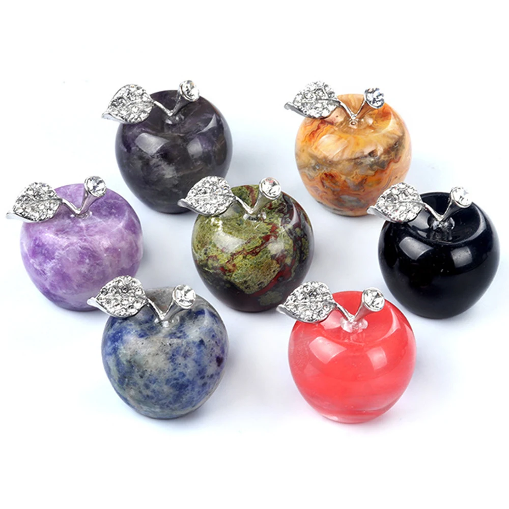30MM Apple Statue Wholesale Christmas Home Decor Natural Stone Healing Crystal Amethyst Quartz Statue Carving Gift For Her - Image 5
