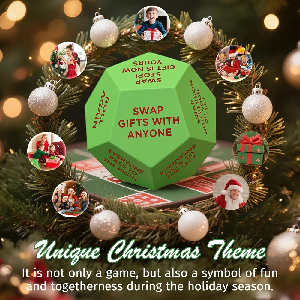 Santa Swap Gift Exchange Dice,Christmas Stocking Stuffers Gift Exchange Dice Games for Friends for Xmas Birthday Party
