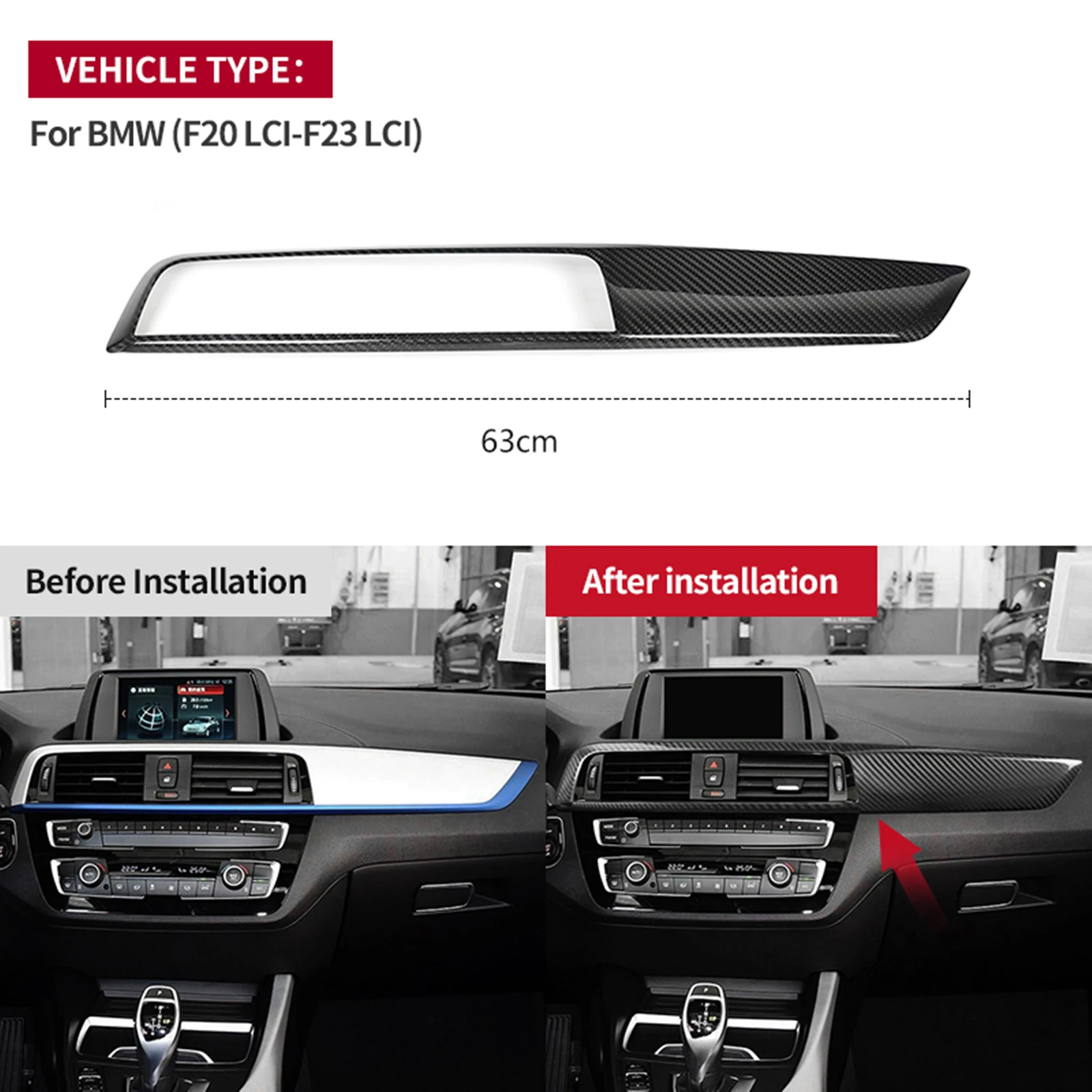 

Pop для BMW 1 2 серии F20 F21 F22 F23 2017-2019 настоящая сухая панель из углеродного волокна, вентиляционное отверстие для приборной панели, крышка панели кондиционера Tr
