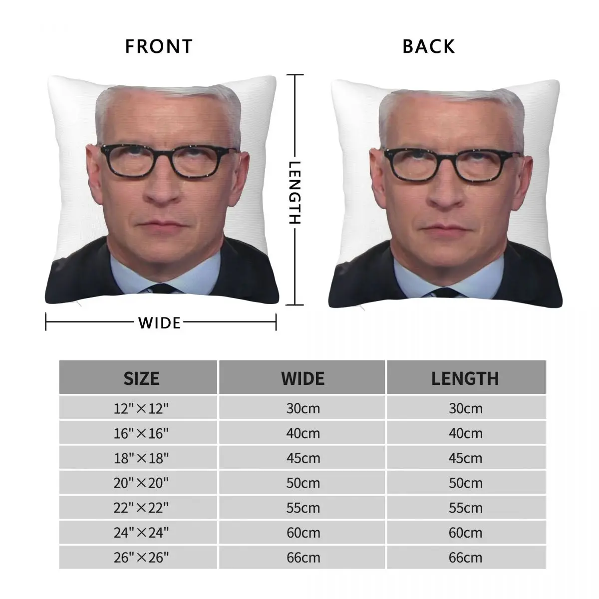 Anderson Cooper Eye Roll Square Pillowcase Polyester Linen Velvet Printed Decorative Throw Pillow Car Cushion Cover Wholesale
