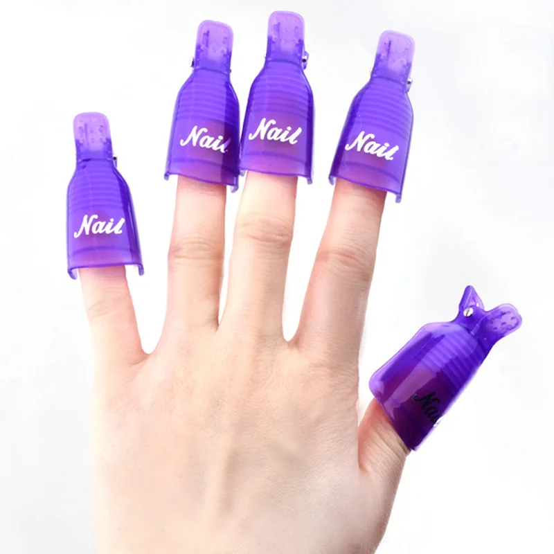 10 Pcs/Bag Colorful Acrylic Nail Art Soak Off Cap Clips Nails Cleaning Manicure UV Gel Polish Soak off Wrap Tools For Finger image 3