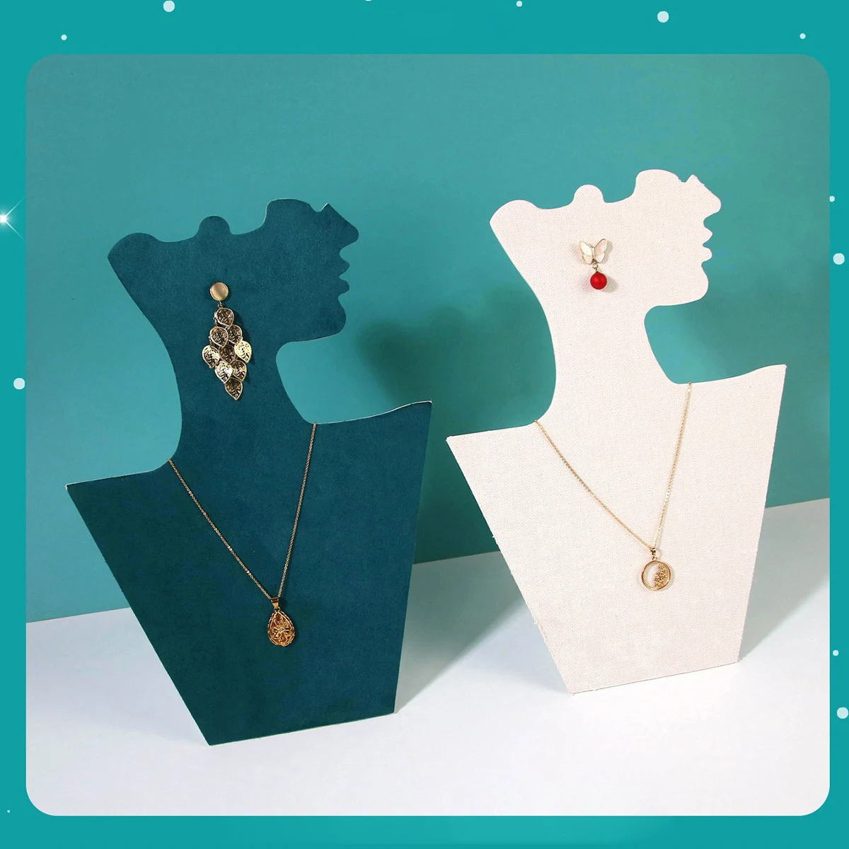 

Artistic Silhouette Bust Jewelry Display Stand - Velvet-Lined Organizer for Necklaces & Earrings Home Vanity & Retail Shop